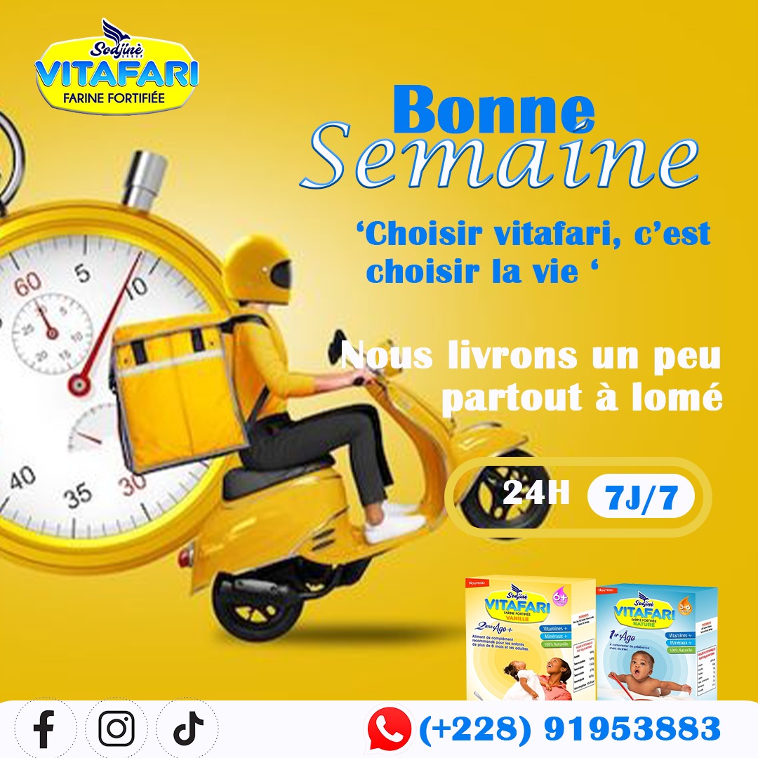 SodjineGroup's tweet photo. Choisir vitafari c'est choisir la vie . elle est disponible dans toutes les Pharmacies et supermarchés de Lomé.
#bonnesemaine
#vitafari
#togo228 https://t.co/xUAoKlYyLd