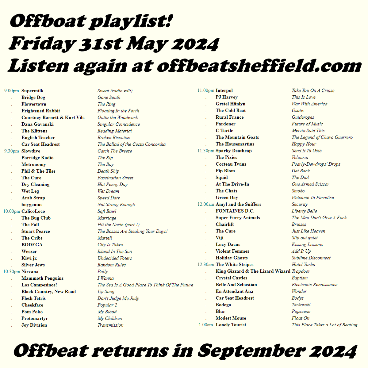 Offbeat indie night tweet media