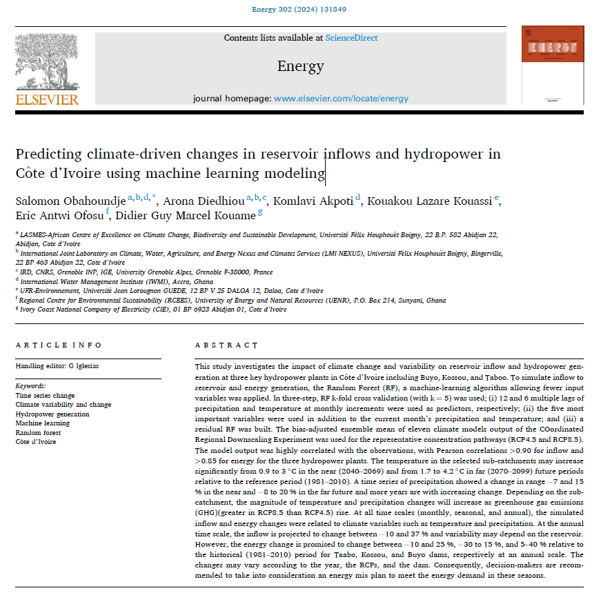 🚨Predicting climate-driven changes in reservoir ... 🌡️ Temp increase🌧️ Precipitation increase 🚰 Inflow increase for key dams. This study provides crucial insights for hydropower management.doi.org/10.1016/j.ener… #climatechange #hydropower #MachineLearning <a href="/IWMI_/">IWMI</a> <a href="/IwmiWest/">IWMI West Africa</a>