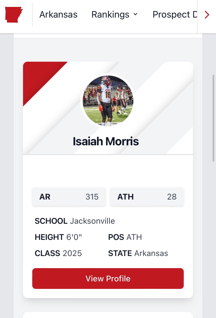 Isaiah_Morris18's tweet photo. Blessed to be ranked 28 for Athletes and 315 overall by @PrepRedzoneAR time to work @JvilleTitanFB1 @ArkansasGems @Coach_Indy @CoachDDarby @CoachPete19 @CoachEllis55 https://t.co/vb5GD2tiIU