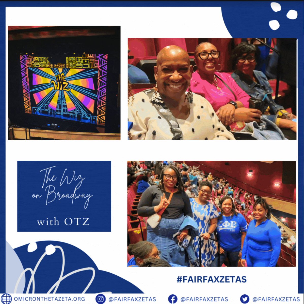 OTZ followed the yellow brick road straight to Oz!
The Wiz was a total hit - our Sorors had a wonderful time exploring NYC and enjoying some sisterly bonding 💙🕊️
 
#FairfaxZetas #TheWiz #Sisterhood #ChapterAdventures