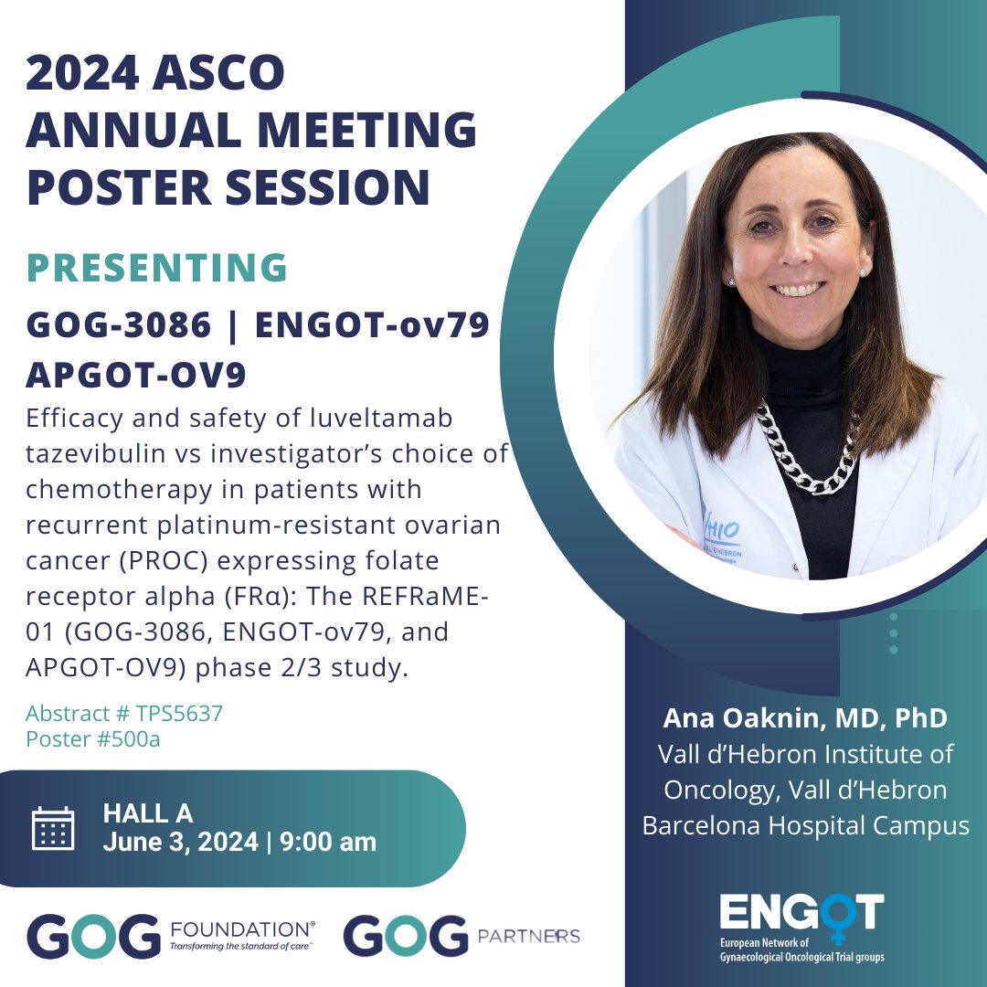 For more information on this Poster where GOG-3086 will be presented during the 2024 ASCO Annual Meeting, go to meetings.asco.org/meetings/2024-… or click in bio. #clinicaltrials #GOGF #GOGPartners #GynecologicOncology #ASCO24