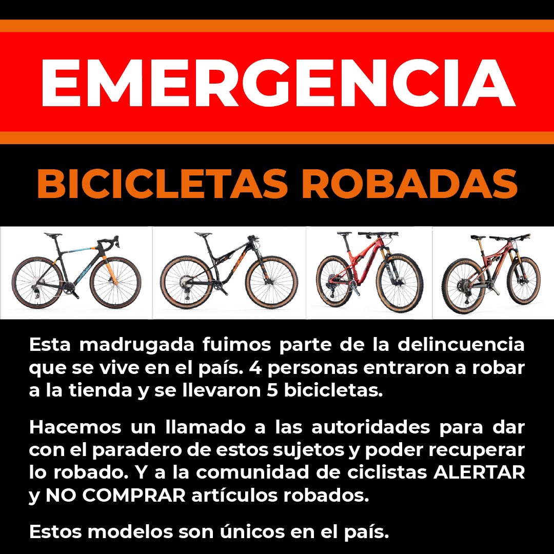 CaroArciniega's tweet photo. Alerta!!🚨 robo en tienda de bicicletas Quito. Su ayuda a difundir.
#roboquito #robobicicletas #bicicletasquito #alertaquito #alertauio #delincuenciaquito #delincuencia #quito https://t.co/3K3BvIZbt5