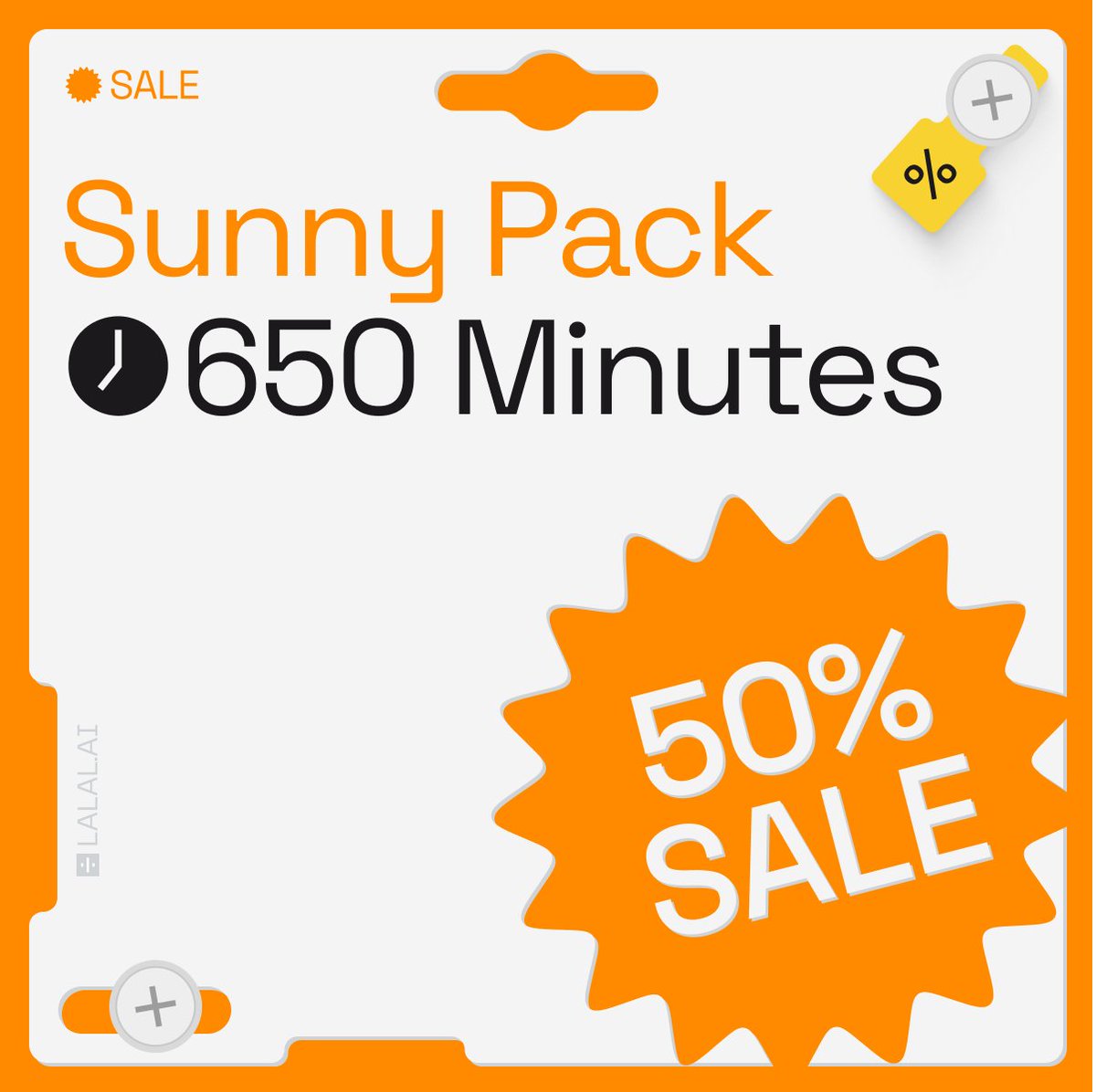 ai_lalal's tweet image. 🌞 Summer Deal is here! 🌞

Get 650 Minutes with LALAL.AI’s Sunny Pack for just $40 – 50% OFF! 🎉

🎶 Perfect for music production, sound design, or DJing.

⏰ Hurry, offer ends June 12th!

👉 Grab yours now: lalal.ai/pricing/👈

#LALALAI  #MusicProduction