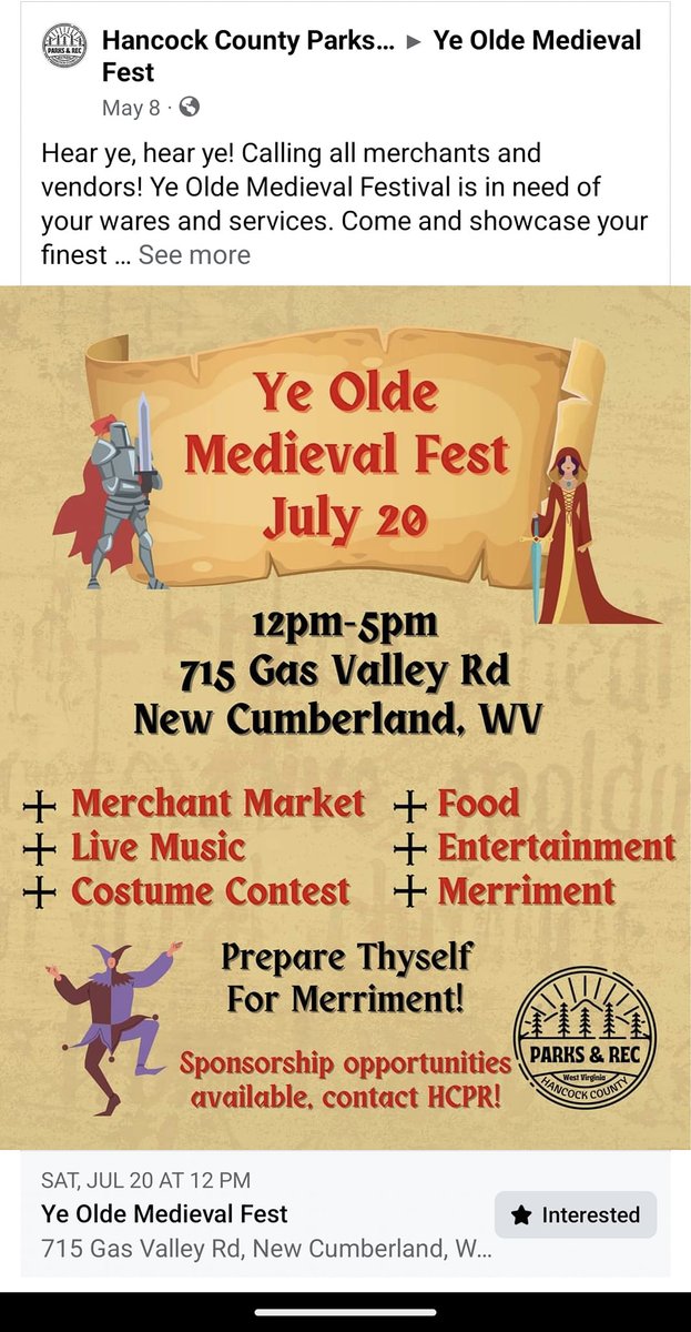 Network_BHFRN's tweet photo. Ye Olde Medieval Fest July 20th! https://t.co/uMaeEdMPuk