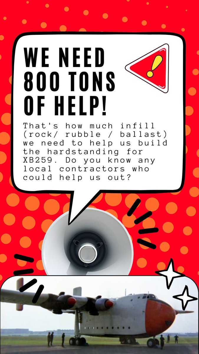 If anyone knows of a source for the material we need to build the hardstanding for the last surviving Blackburn Beverley at Carlisle Lake District Airport , please put us in touch! Thanks folks.