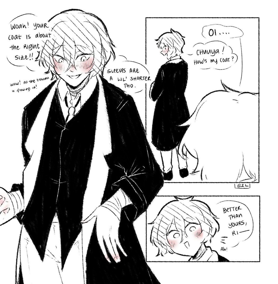 szelle_'s tweet image. *walking past the new chapter once again*

hi happy pride to these two

#bsd #skk #soukoku