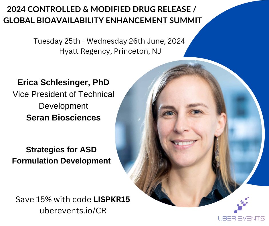 Serán BioScience is sponsoring and Erica Schlesinger, PhD will be delivering a talk at the 2024 Controlled &amp; Modified Drug Release / Global Drug Bioavailability Enhancement Summits. Interested to learn more? Check out the full program agenda here: hubs.li/Q02z1ktl0