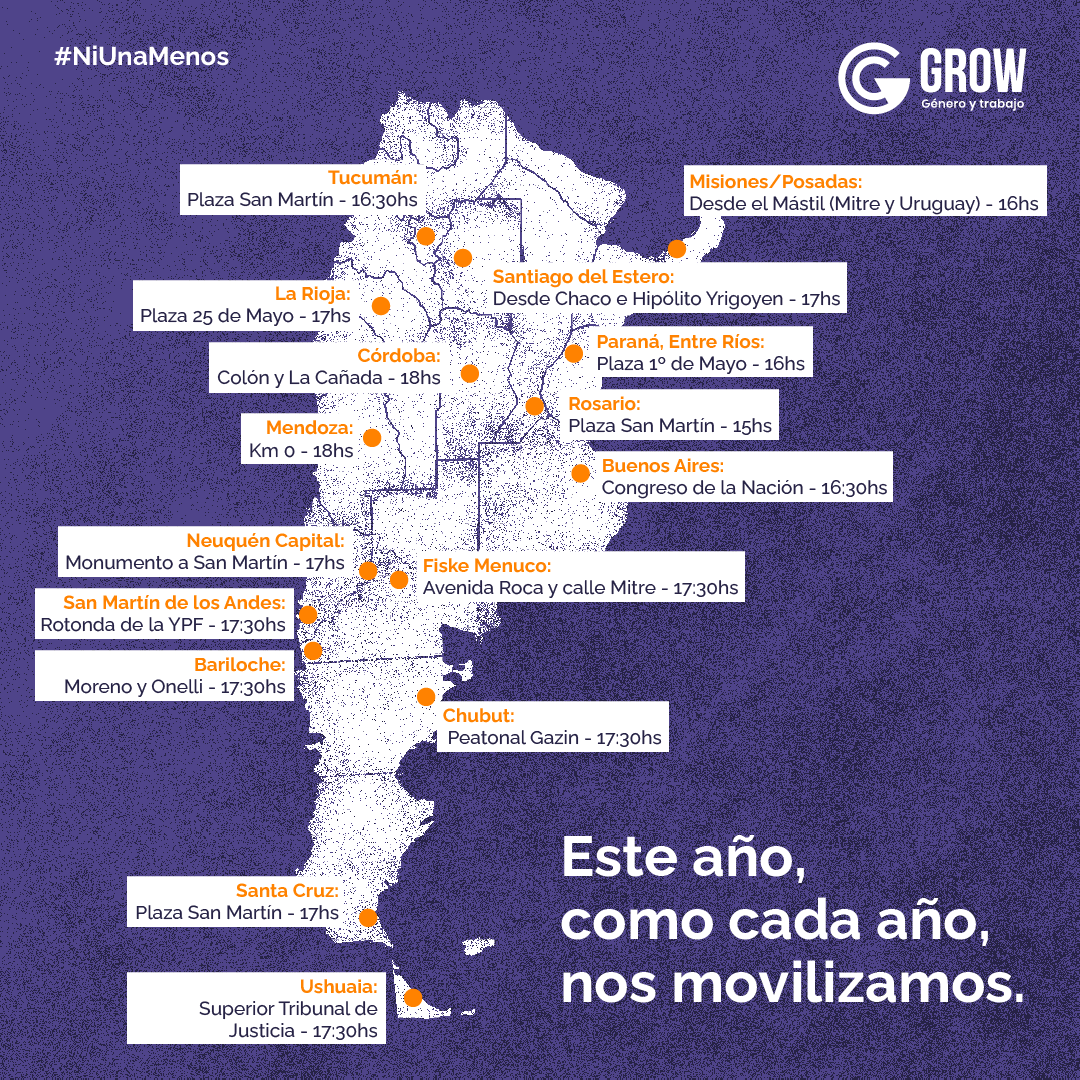 generoytrabajo's tweet photo. 📍Hoy, como cada año, nos movilizamos reclamando #NiUnaMenos 💜✊🏾 en todo el país.

Contanos desde dónde marchas 🙌🏾. https://t.co/qjg3ISDiZb