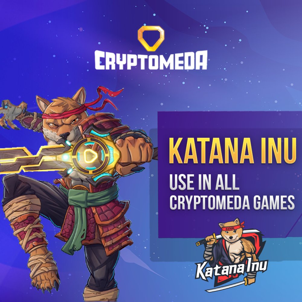 🎉 Meet the Legendary $KATA Katana Inu NFT! 🎉
⚔️Say hello to our newest #Cryptomeda hero from the 5th collection, created in collaboration with <a href="/KatanaInu/">Katana Inu</a>! 🐾
🌟 Use this epic hero in all Cryptomeda games, present and future! Each Katana Inu NFT boasts 3 randomly generated