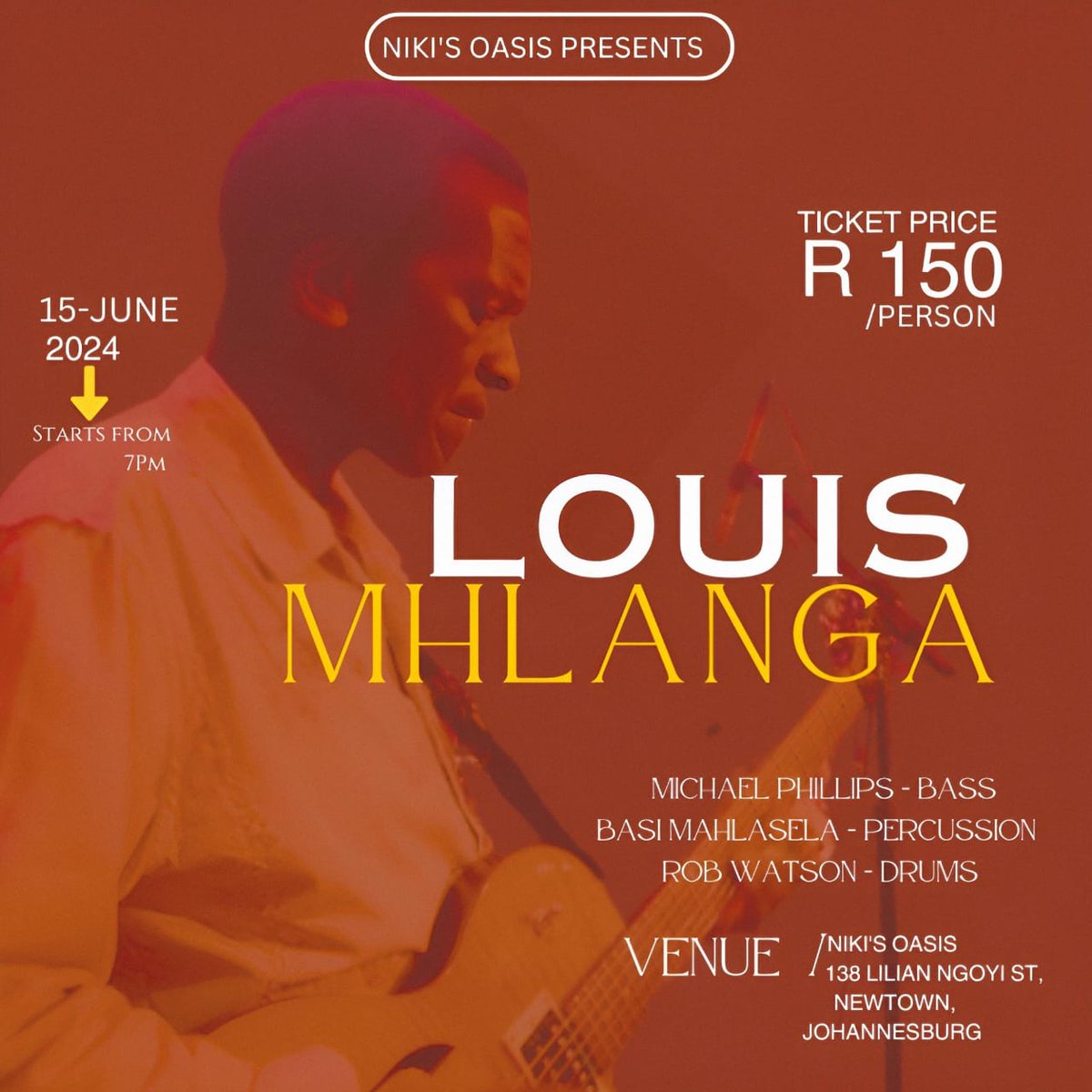 Catch me Live and In Living Colors at Niki's Oasis on June 15 2024 From 19h00 until close.
For ticket sales follow the link below.
See you there!!!
quicket.co.za/events/258810-…