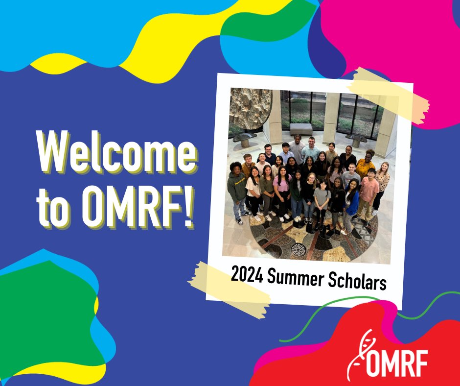 Happy first day for OMRF's Summer Scholars! We are so excited you are here!

Sir Alexander Fleming Scholars, Langston University Biomedical Research Scholars and John H. Saxon Service Academy Summer Research Program students will work with OMRF scientists on research projects.