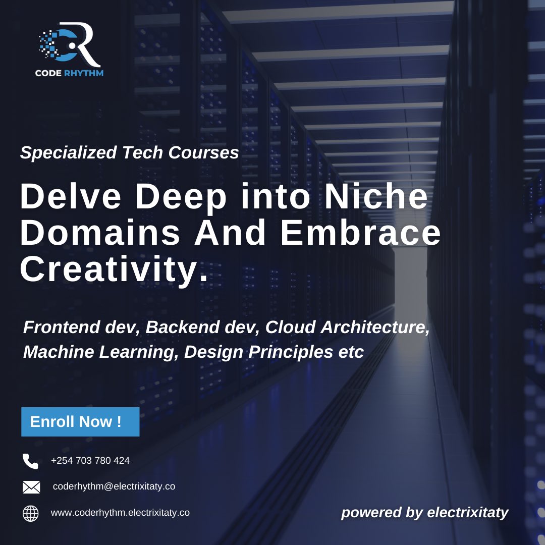 code_rhythm's tweet photo. Whether you're interested in front-end development, cloud architecture, or cybersecurity, our courses offer a unique blend of technical expertise and entrepreneurial insight.

#technology #tech #magic #coding #webdeveloper #school #online #appdesign #machinelearning #ai #therapy https://t.co/FITA8eh87B