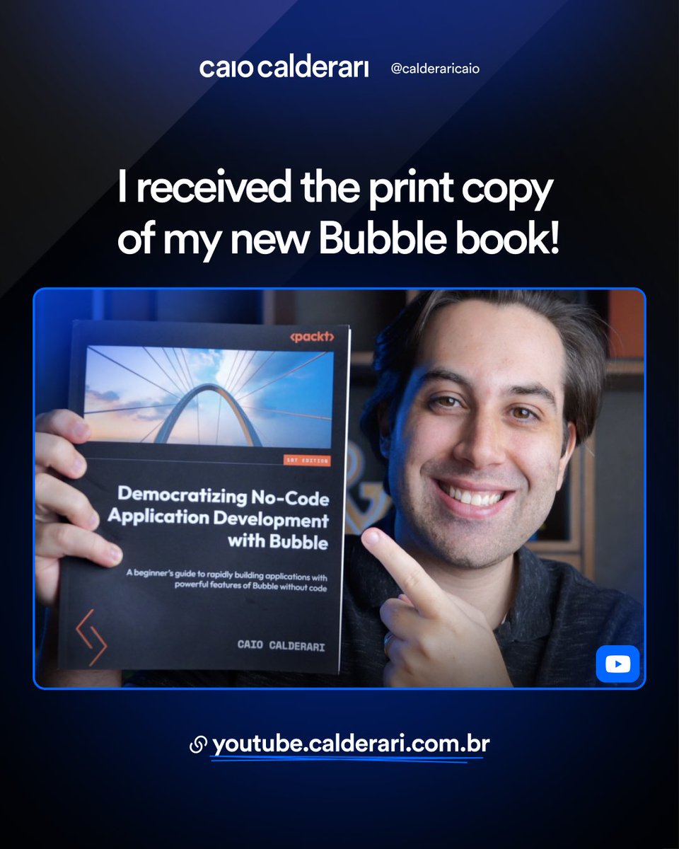 caldera_zip's tweet photo. I did a full unboxing video of my new book! 📕 (Print version)  - Watch it here: https://t.co/KlZLtLG9LG
#nocode #bubble #lowcode #book #learnnocode #nocodetools #webdevelopment #newbook #newrelease #announcement #startups #entrepreneurs #design #ux #ui https://t.co/22oscgD7q9