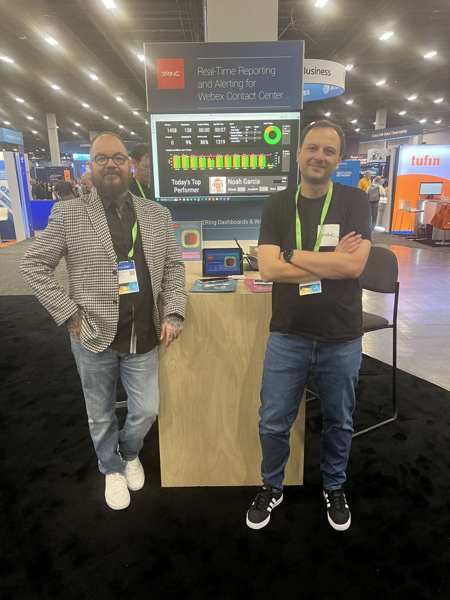 2RingCX's tweet photo. #CiscoLive has started! Make your way to booth 3824-E to see the latest features by #2RingCX for #Dashboards & #Wallboards for #Cisco #WebexContactCenter! @MichalGrebac and Tom can't wait to show you how you can take your #WxCC to the next level ππ See you there! ππ #CLUS https://t.co/bhLyuv325t