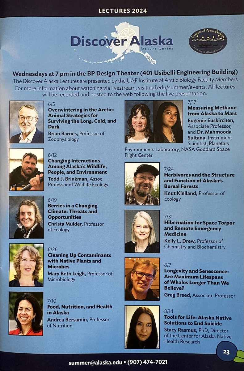 Institute of Arctic Biology (@arcticbiology) on Twitter photo The <a href="/ArcticBiology/">Institute of Arctic Biology</a> takeover of #DiscoverAlaska begins this Wed 6/5 at 7 p.m. in the BP Design Theater. Brian Barnes will kick start this hot topic summer lecture series with a discussion of how animals survive the harsh #Arctic environment in the long, cold darkness of winter. The <a href="/ArcticBiology/">Institute of Arctic Biology</a> takeover of #DiscoverAlaska begins this Wed 6/5 at 7 p.m. in the BP Design Theater. Brian Barnes will kick start this hot topic summer lecture series with a discussion of how animals survive the harsh #Arctic environment in the long, cold darkness of winter.