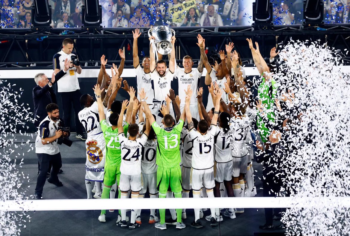 SeputarMadrid's tweet photo. Champions League winner and Kylian Mbappé transfer announcement. Vamoooooooooos 🤍 https://t.co/zQuDP6pch2