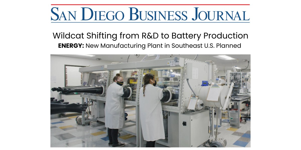 The San Diego Business Journal interviewed CEO Mark Gresser about our strategy to produce #cathodematerials.

“More than 95% of the global LFP supply now comes from China, and Gresser said the new Wildcat plant will boost the domestic production,”
--> bit.ly/3x25u6Y