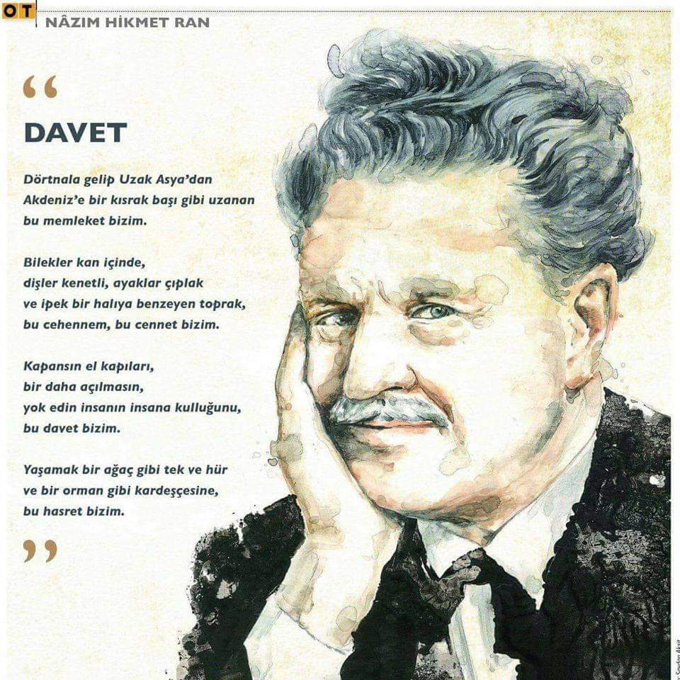 Yaşamak bir ağaç gibi tek ve hür
ve bir orman gibi kardeşçesine
bu hasret bizim...

 #NazımHikmet
#SeniUnutmakNeMümkün?