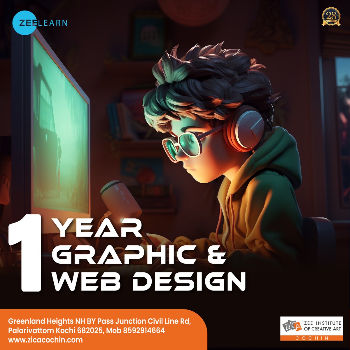 Jumpstart Your Design Career with ZICA Cochin's Comprehensive 1-Year Graphic Design Course! Shape Your Future in Design🎨✨
.
Zee Institute of Creative Art
Contact us : 8592914664
Visit : zicacochin.com
.
#Graphics #CreativeDesigns #creativitymatters #Designing #Graphics