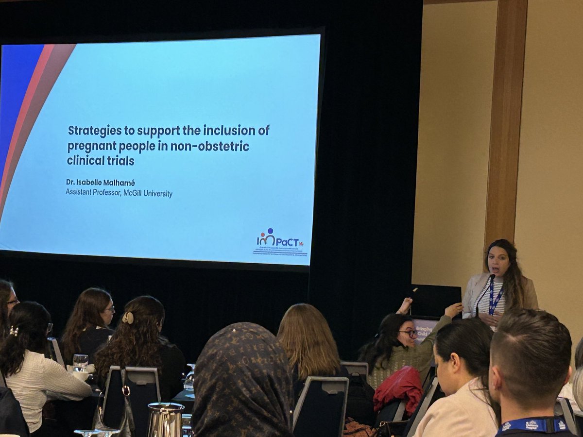 Amazing presentation by ⁦⁦<a href="/IsabelleMalhame/">Isabelle Malhamé</a>⁩ from the ⁦⁦⁦<a href="/RIMUHC1/">Research Institute of the MUHC (The Institute)</a>⁩ on Strategies to #support #inclusion #pregnant people in non-obstetric #clinical #trials at the ⁦⁦<a href="/IMPaCTrials/">IMPaCT</a>⁩ #PCHRM2024