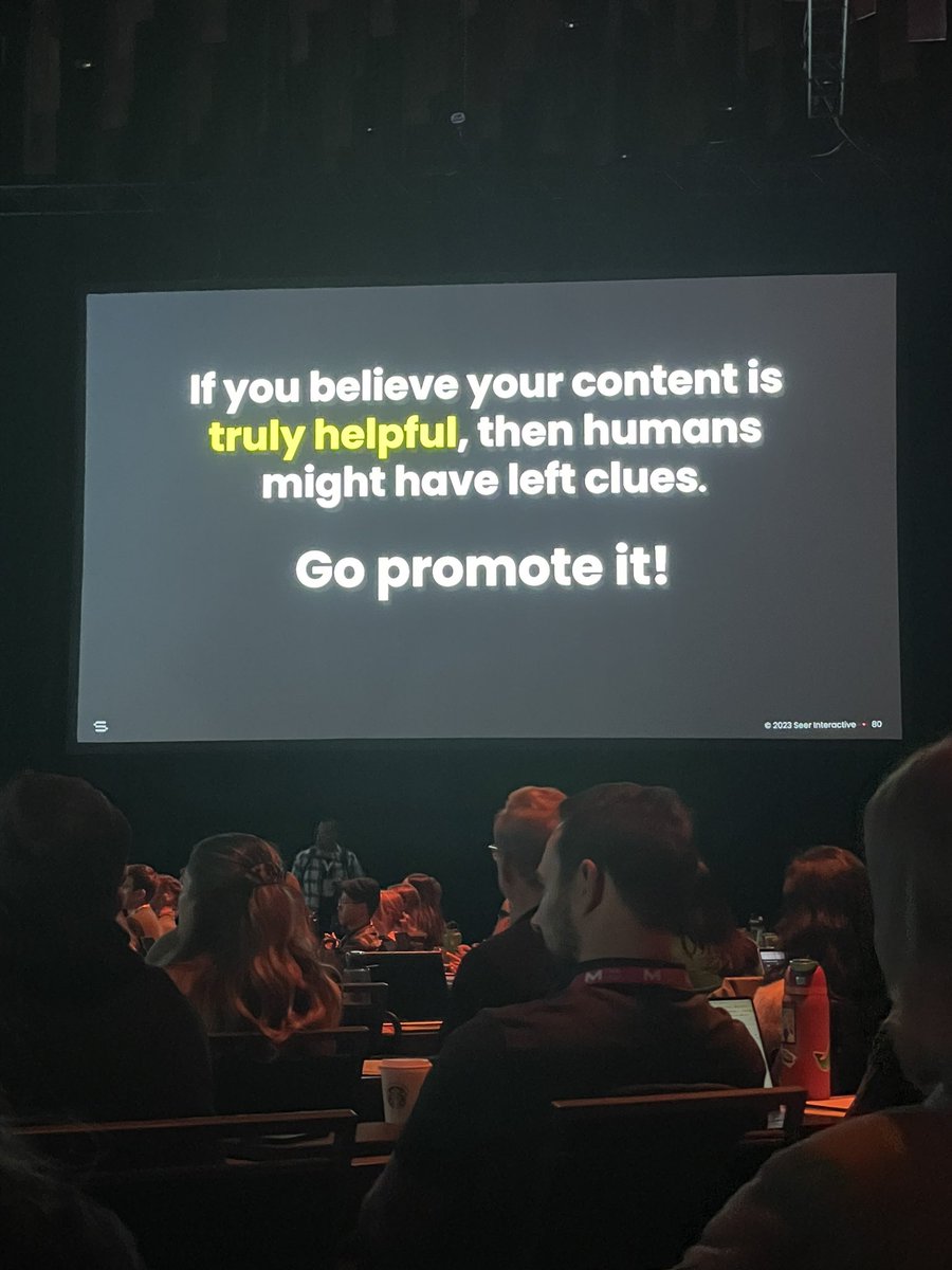 HeyAmyHeath's tweet photo. Wil Reynolds reminding SEOs to focus on humans and community: find your “a human gave a shit” metric. @wilreynolds giving and doing the most to wrap up Day 1 🙌 #mozcon @Moz https://t.co/E9pCdIgJR9