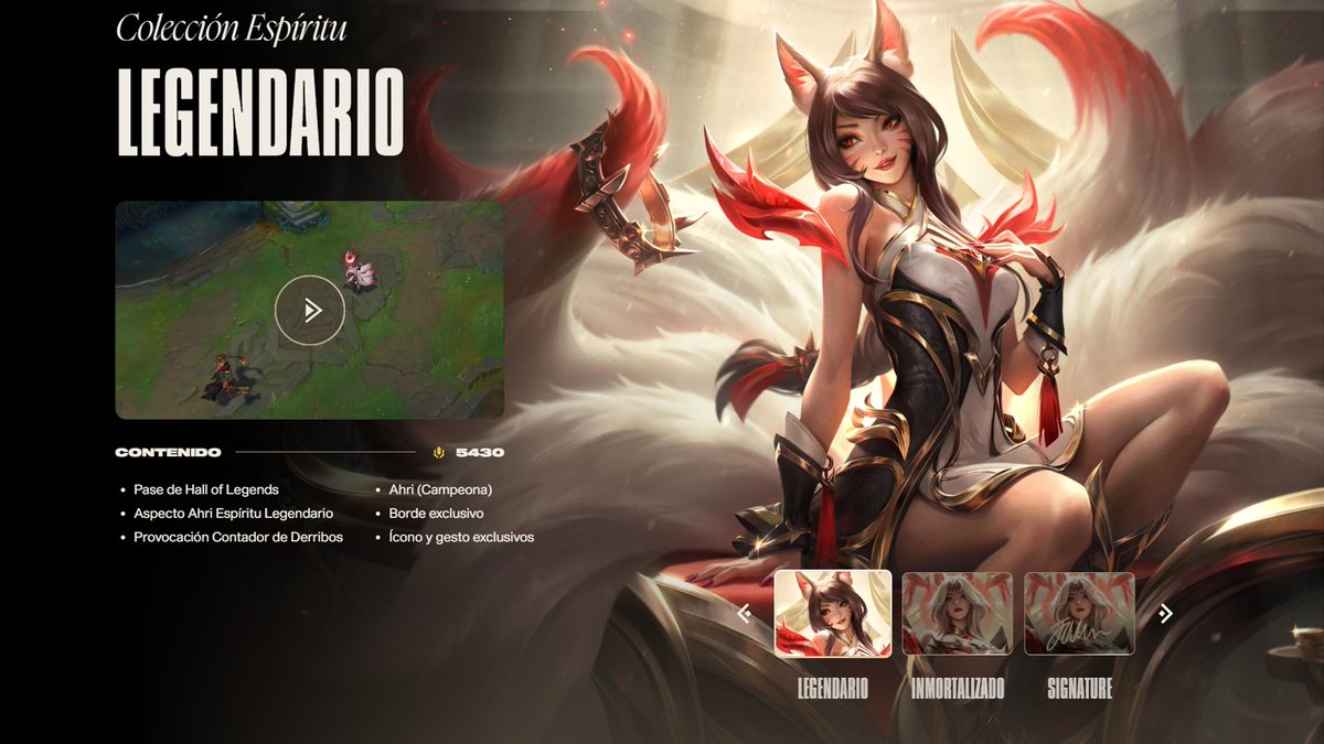 🚨 SORTEO HALL OF LEGENDS🚨

Para participar: 
-Seguir mi cuenta 
-Like y RT al tweet

Incluye: 

-Ahri Espíritu Legendario
-Pase de Hall of Legends
-Posibilidad de jugar con Faker 
-Muñeca tamaño real de Ahri (1.64 m)

Finaliza el 31 de Junio 😎 

Suerte a todos 🫡