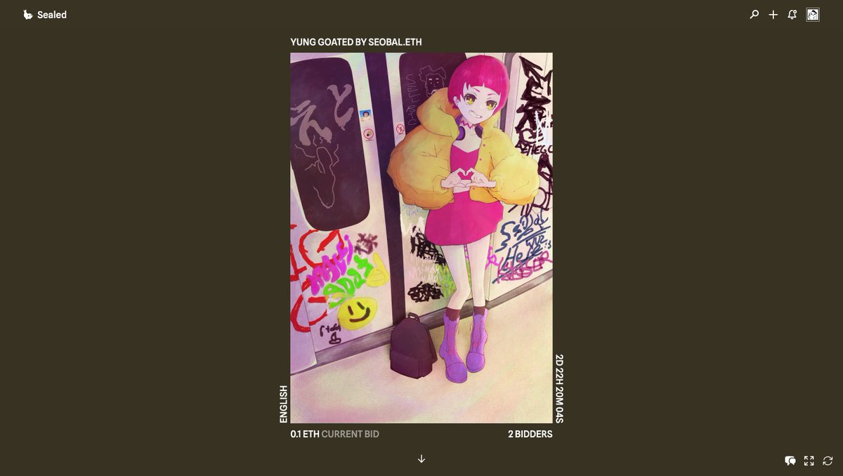 wooooo!!!!
Seobal drew a fanart for me that is currently at 0.1 ETH😳✨✨✨
Auction continues for three more days🚀🚀

Seobalが描いてくれたファンアートのオークションへの入札は現在0.1ETHです😆❤️
ぜひチェックしてみてくださいね🫶✨