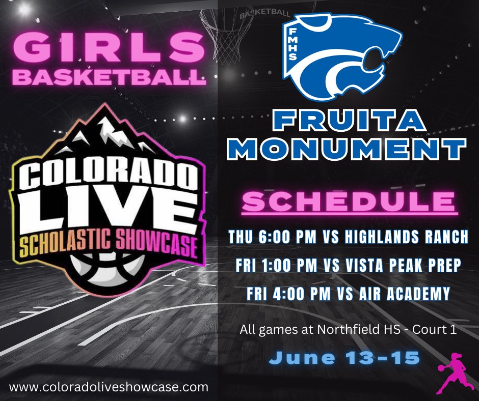 Here is our @FruitaGbb schedule for the @ColoradoLive_SS event June 13-15. Excited to get to play in this awesome event - and to see some of my @grithoops teammates! @hoopstracker @PGHColorado @girlsbballco @ChrisHansenPSB
