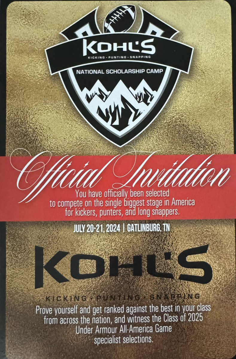 Thanks for the invite! <a href="/KohlsKicking/">Kohl's Kicking Camps</a>