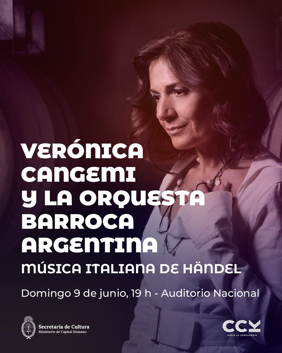 CONCIERTO | Domingo 9 de junio a las 19.00 en el <a href="/cck/">国际米兰</a>

La soprano <a href="/veronicacangem1/">veronica cangemi</a> y la Orquesta Barroca Argentina interpretan obras de George F. Handel.
Entrada gratuita con reserva en cck.gob.ar/.../caro-sasso…