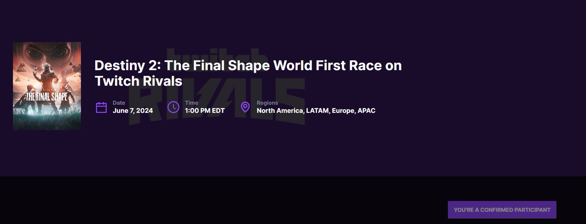TheRoesch's tweet photo. We're ready for the main stage, we're ready to get noticed. It's time to earn the respect we deserve. #twitchrivals #thefinalshape #destiny2 https://t.co/xvh8oRV7xg