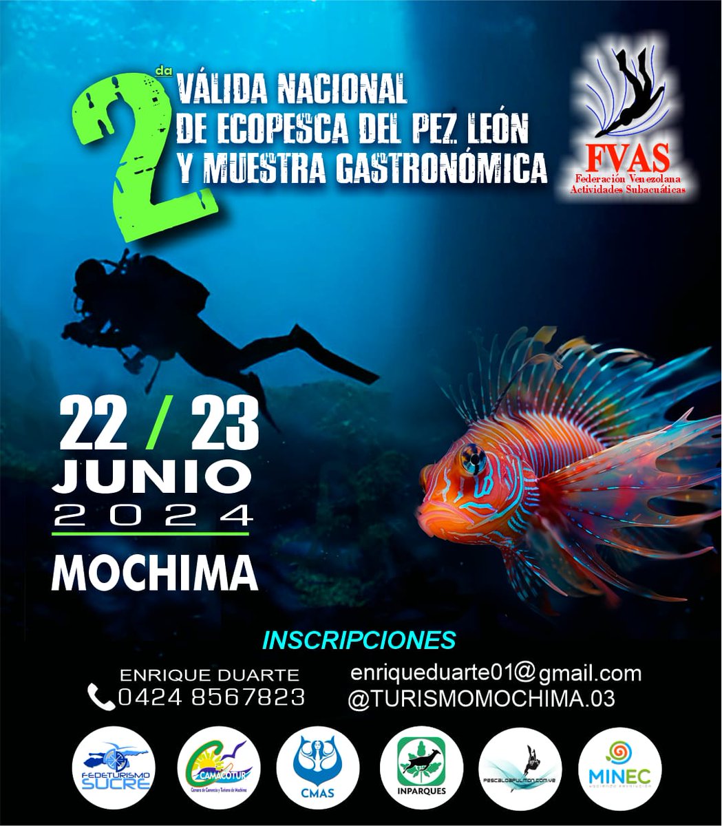 II Válida de ecopesca de Pez León y a gastronómica en Mochima el 22 y 23 de junio de 2024.