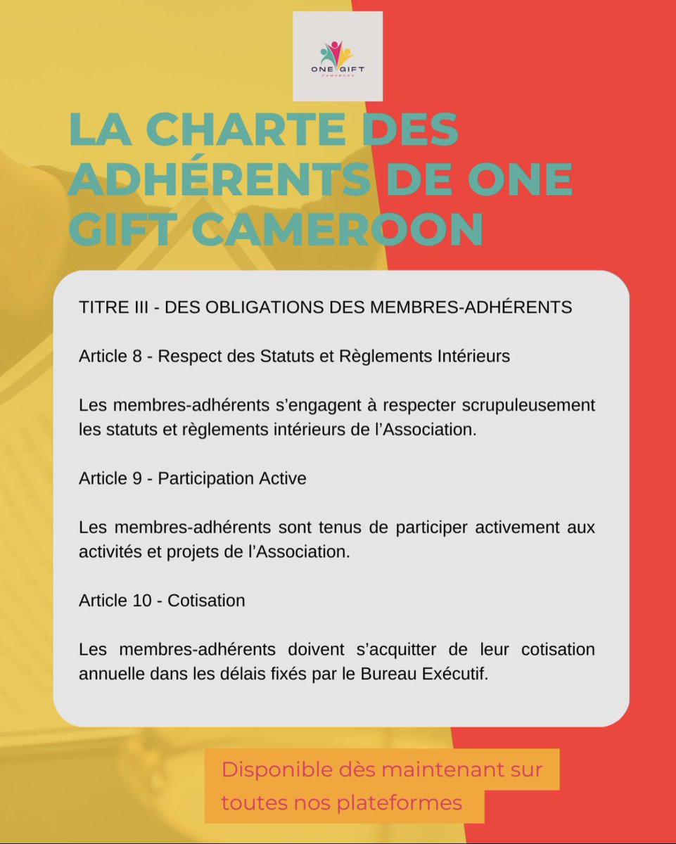 onegiftcmr's tweet photo. N’hésitez pas à nous rejoindre ( en souscrivant en tant que membres adhérents) ! Nous comptons sur vous pour un impact plus important au profit des couches vulnérables! 

One Gift Cameroon. https://t.co/UGcs4Nvvs4