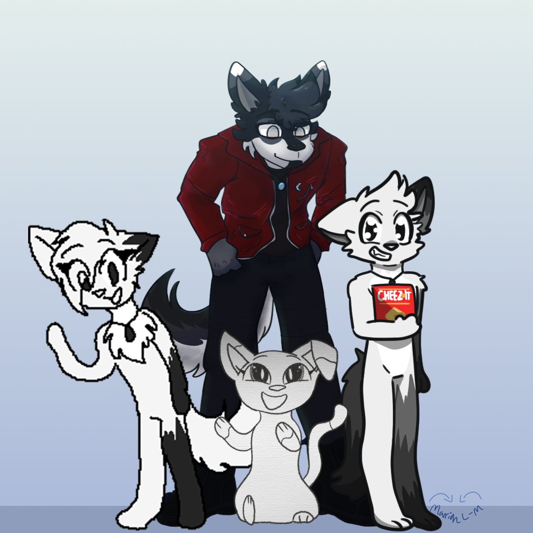 _0Creation0_'s tweet photo. 2024 Solar "Wolfstar" Moon meets his pastselves.

15 years of this fool, my goodness.

#illustraion #characterdesign #redesignOC #art https://t.co/eYexgLbkBf