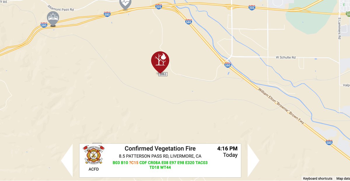 925mlbfan's tweet photo. New vegetation fire: #PattersonFire #PattersonIC near Livermore. Alameda County Fire and CalFire responding to Patterson Pass Rd. https://t.co/A1X628zilr