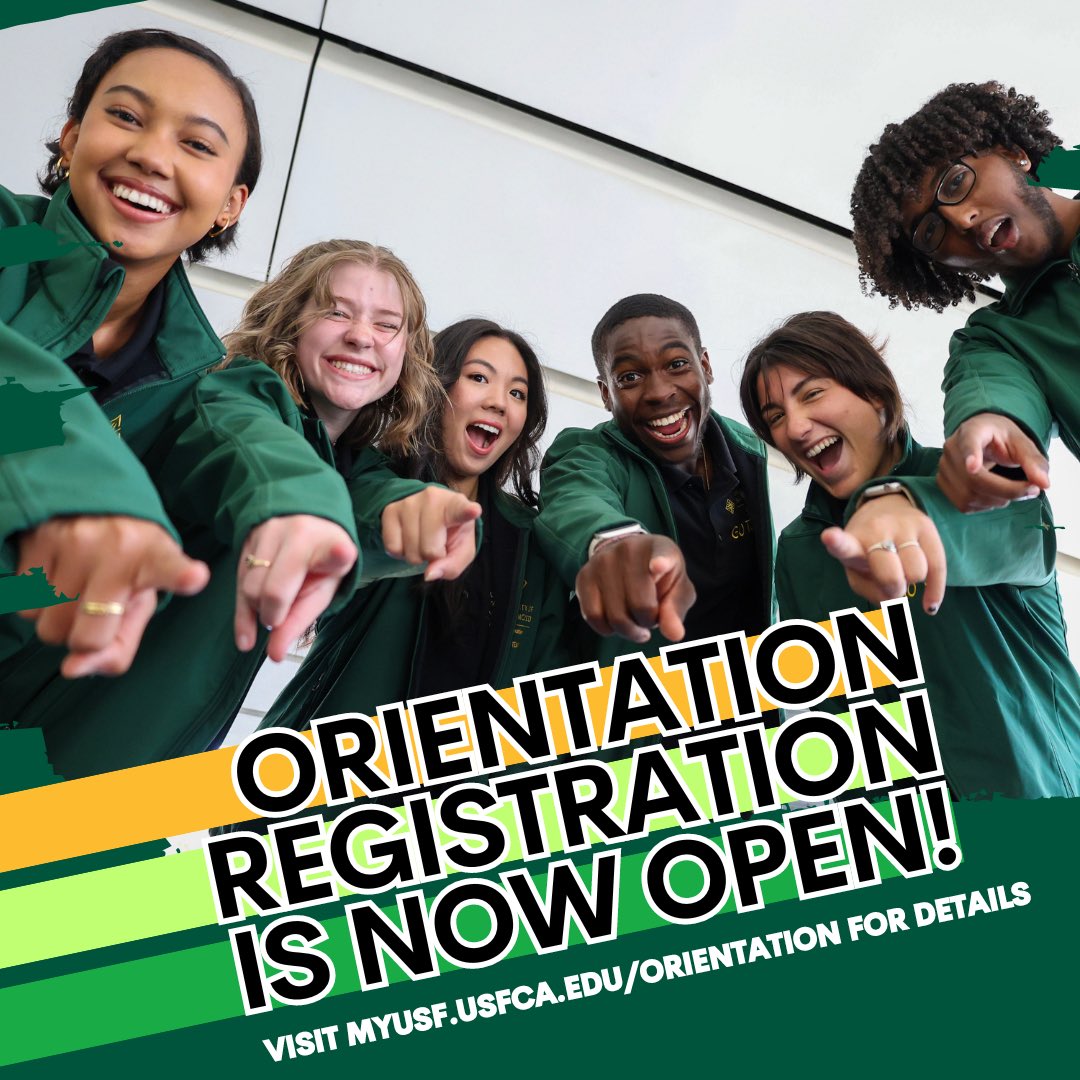 Exciting News 🎉 Our orientation registration pages &amp; tentative schedules are now live! We can’t wait 🤩 to welcome you to USF! Click the link below to sign up 👩‍💻 and learn 🤓 more! 💛💚

myusf.usfca.edu/orientation