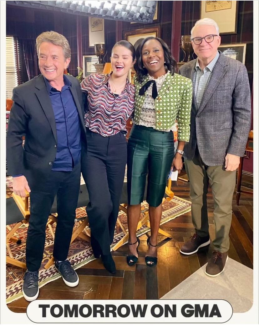 OfficialSGnews's tweet photo. Selena Gomez, Steve Martin and Martin Short will be on Good Morning America tomorrow! https://t.co/jPMzMEv8gh