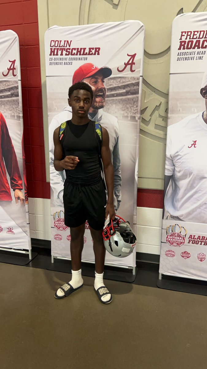 iammar4x's tweet photo. Had a great time at the University of Alabama Football Camp @AlabamaFTBL  @CoachMHolcomb @256Recruiting @Excelspeed12 https://t.co/Q4qgNI0Dr8
