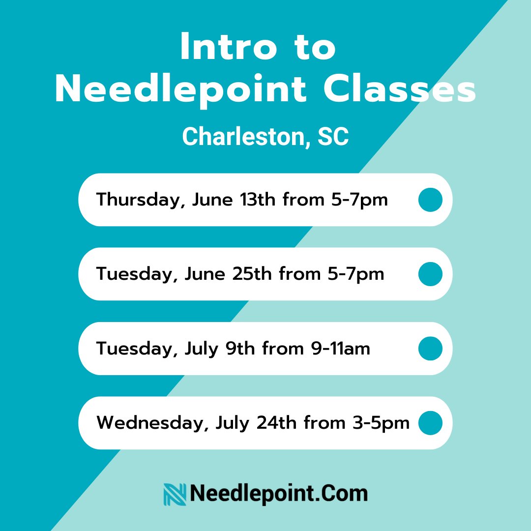 needlepoint's tweet photo. It's time to learn how to needlepoint! Sign up for our beginner needlepoint classes in Charleston or Raleigh this summer for a fun, new hobby ❤️ Sign up here: https://t.co/RiuNp8ekLi https://t.co/qzMIYLxCMk