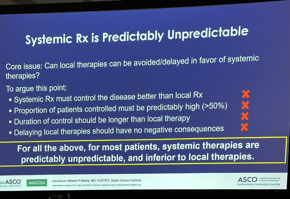 MF_damours's tweet photo. Excellent brain mets session @ASCO @nlinmd 🧠 #ASCO24 
‼️Risk of radionecrosis with combination of systemic tx + SRS https://t.co/RSSZb9wTTF