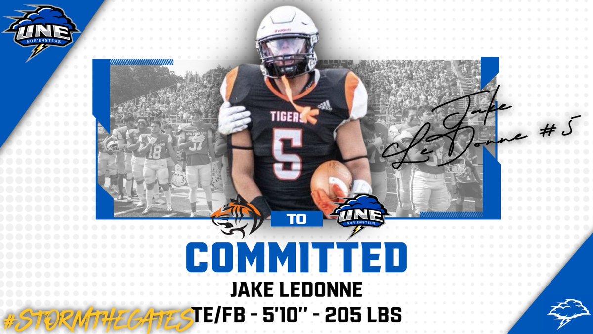 University of New England Football (@unefootball) on Twitter photo The next Connecticuter to be introduced in our Class of 2⃣0⃣2⃣8⃣ is an athletic TE/FB! Technically hailing from Mamaroneck, NY, he comes to UNE by way of Greenwich Country Day School in CT. Please welcome Jake LeDonne (<a href="/LeDonne_Jake/">Jake LeDonne</a>)! 🌩️🏈 #STG The next Connecticuter to be introduced in our Class of 2⃣0⃣2⃣8⃣ is an athletic TE/FB! Technically hailing from Mamaroneck, NY, he comes to UNE by way of Greenwich Country Day School in CT. Please welcome Jake LeDonne (<a href="/LeDonne_Jake/">Jake LeDonne</a>)! 🌩️🏈 #STG