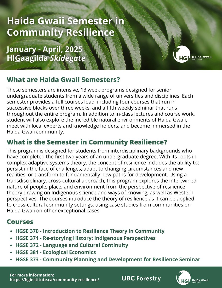 Check out our exciting upcoming Semester in Community Resilience! Beginning in January, 2025, this program promises to deliver immersive and experiential learning. Please share far and wide!