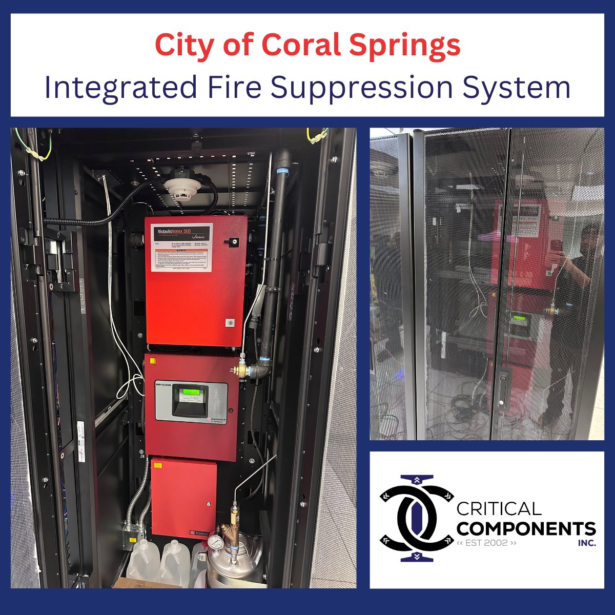 We’re thrilled to announce the successful installation of a cutting-edge Integrated Fire Suppression System and an advanced Inrow Cooling Solution in The City of Coral Springs! This project enhances safety and optimizes cooling efficiency in the city's data center! #CCIBuilds