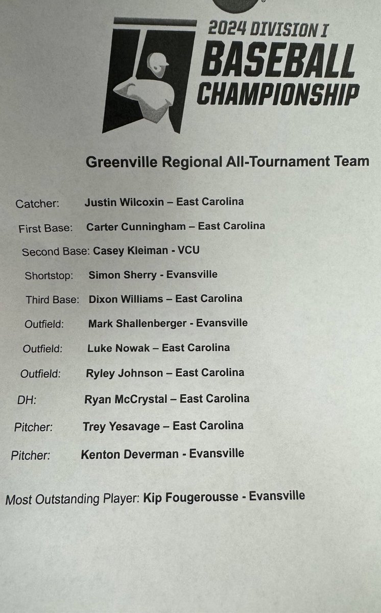 🏴‍☠️⚾️ The Greenville Regional All-Tournament Team.