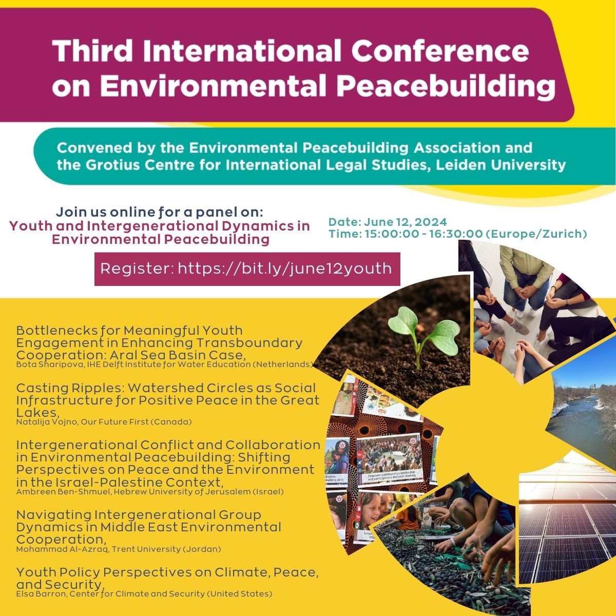 Join us for the fourth session of the Virtual Conference Day to highlight the “Youth and Intergenerational Dynamics in Environmental Peacebuilding” panel. You can register for the panel, from 3:00-4:30PM on June 12, using the QR code below.