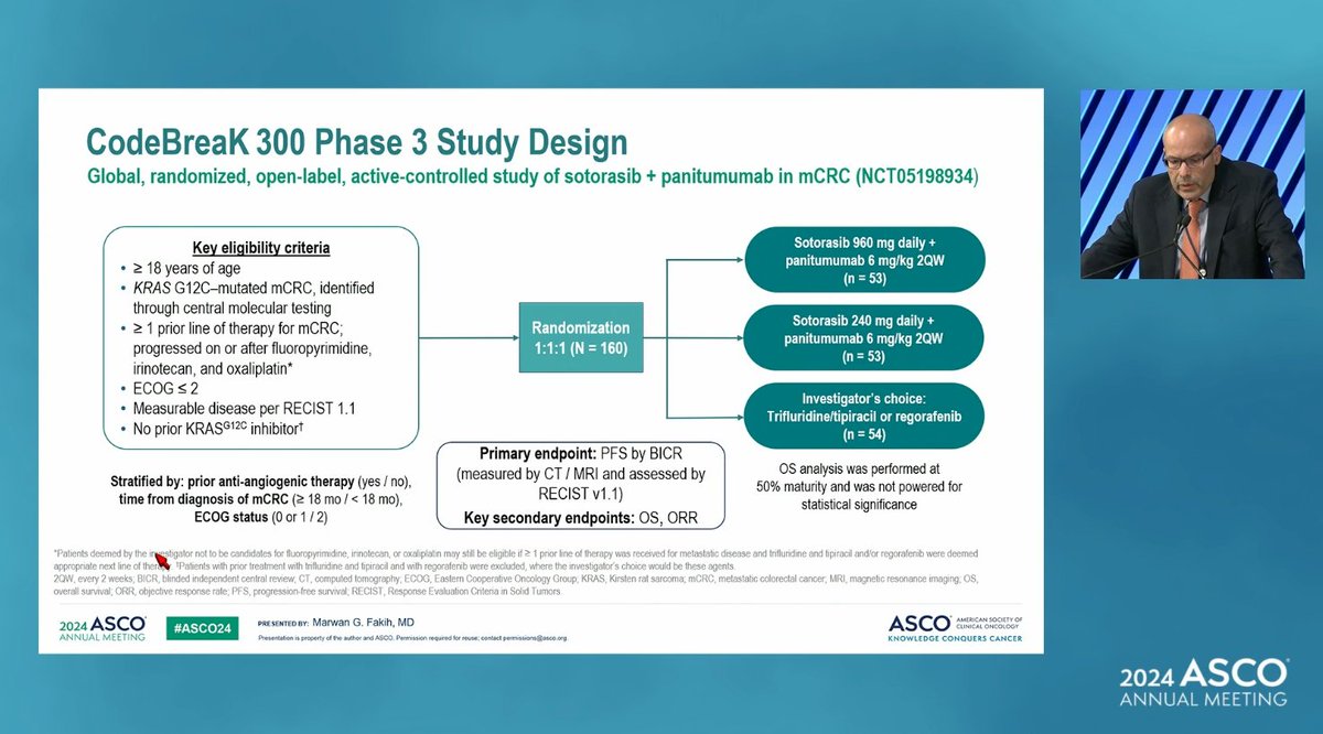 Dr_Ivanoncologo's tweet photo. A new standard of care therapy for patients with chemotherapy-refractory KRAS G12C-mutated metastatic colorectal cancer (mCRC) is Sotorasib 960mg + Panitumumab 😯✨.
The updated overall response rate (ORR) was 30%📈.

#ASCO24 #Gastro #Colorrectalcancer
@OncoAlert @ASCO @ASCO_pubs @gastromx