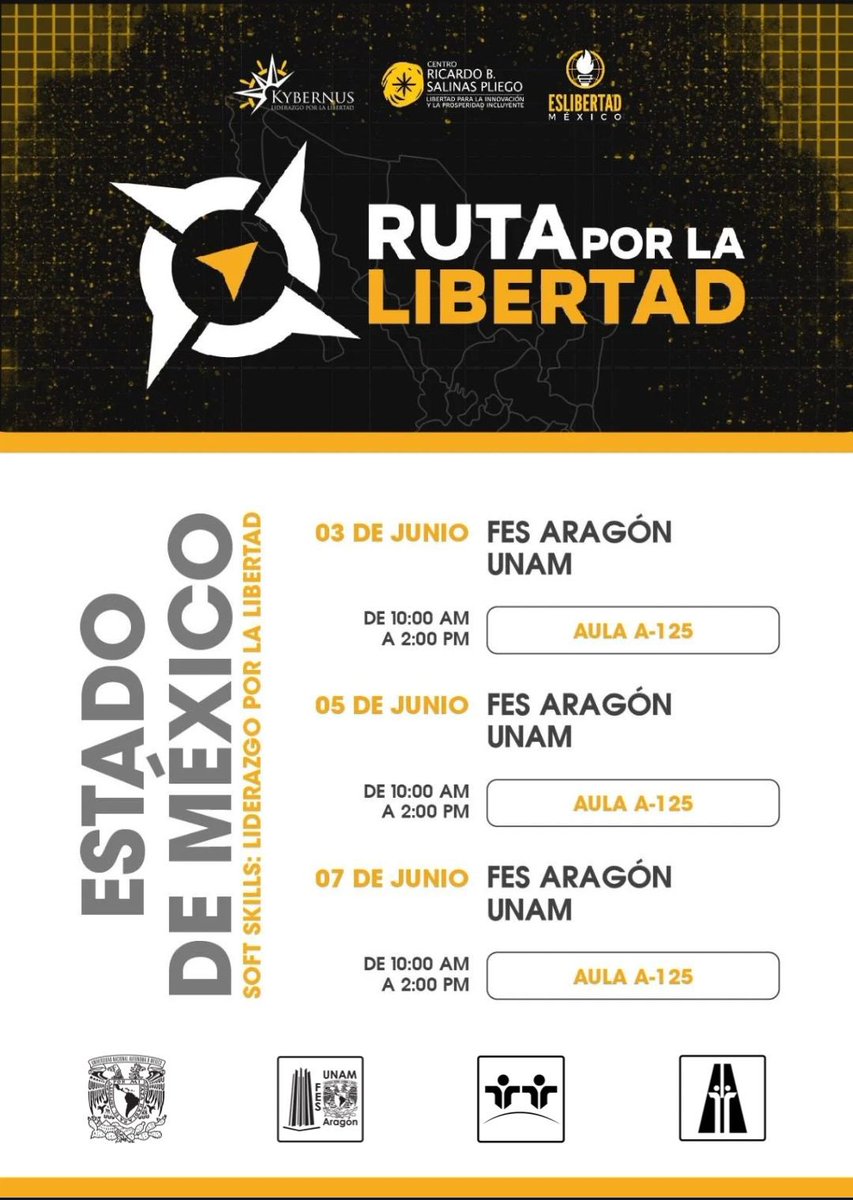 Kybernus's tweet photo. ¡La próxima parada de la #RutaPorLaLibertad será en el #EstadoDeMéxico los próximos 3, 5 y 7 de junio!, Kybernus y @sfliberty continúan fortaleciendo los buenos liderazgos, promoviendo la prosperidad incluyente en nuestro país. 

#LiderazgoPorLaLibertad #EstadoDeMexico #TuLiderazgoImporta