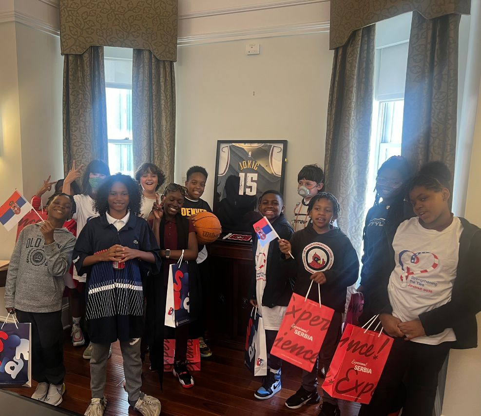 SRBinUS's tweet photo. Today we enjoyed spending time with the 5th grade class from @JOWilsonDC elementary school here in DC who are part of the Embassy Adoption Program! https://t.co/walaLDK4hF