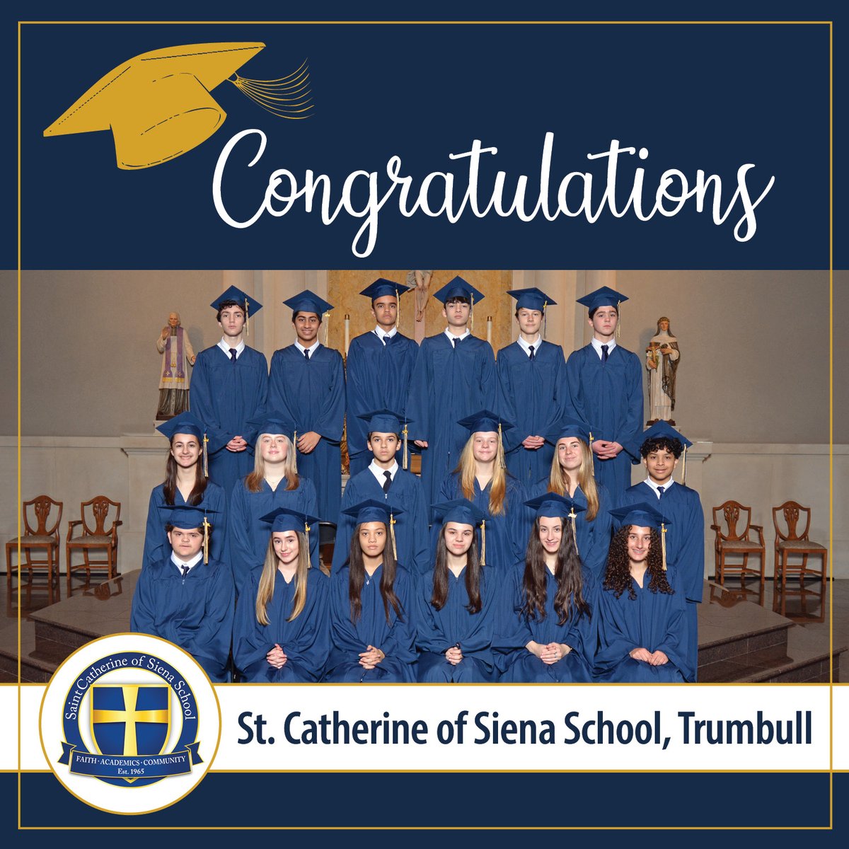 CathSchoolsDOB's tweet photo. As the school year winds down, we want to extend our heartfelt congratulations to each graduating class! To the #Classof2024 at St. Catherine of Siena School, Trumbull, we send you off with many blessings for your next adventures! @Diobpt @BptSup @StCathTrumbull https://t.co/t4Ke37igFr